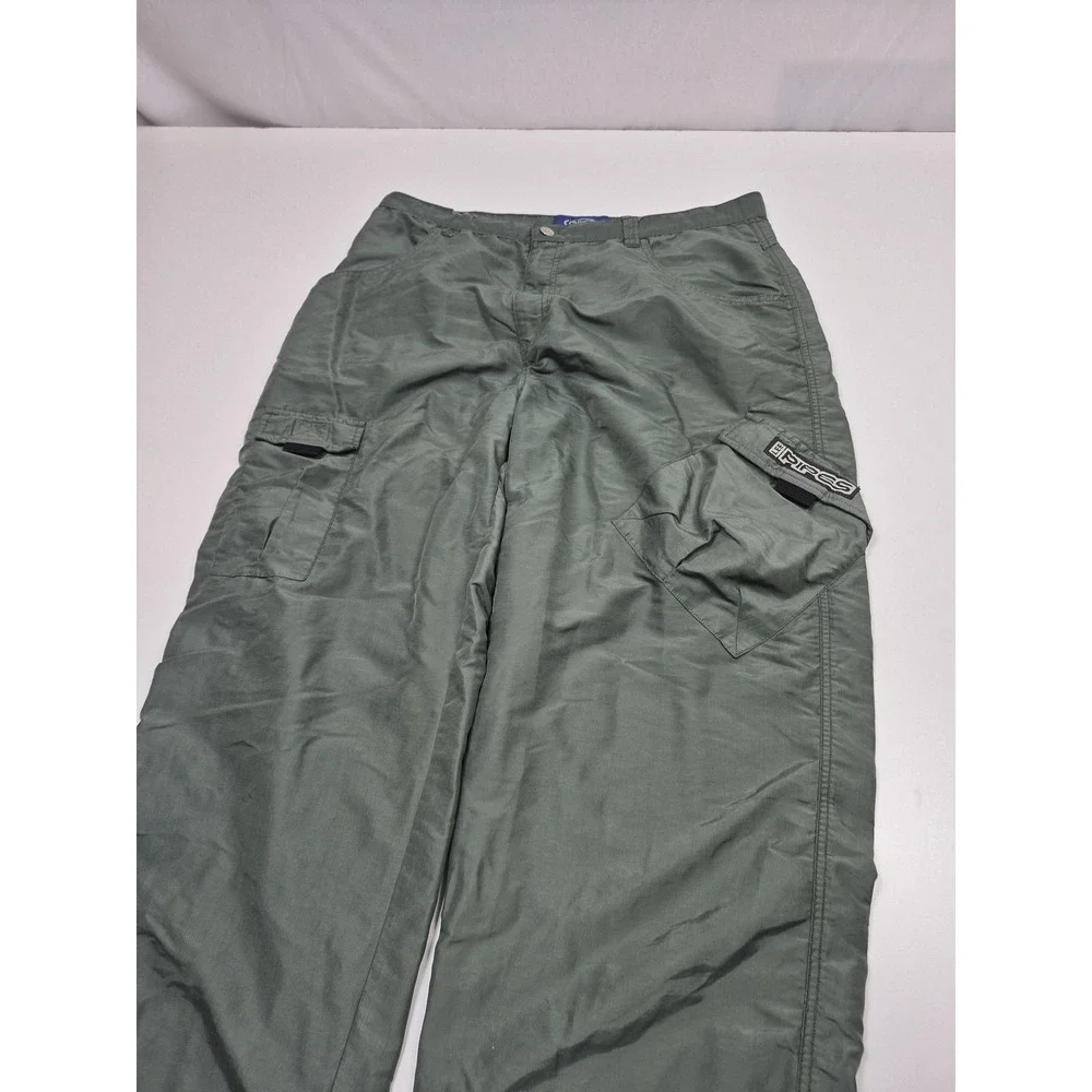 VTG Lee Pipes Pants Men's 36x32 Green Nylon Cargo Relaxed Baggy Utility FLAW
